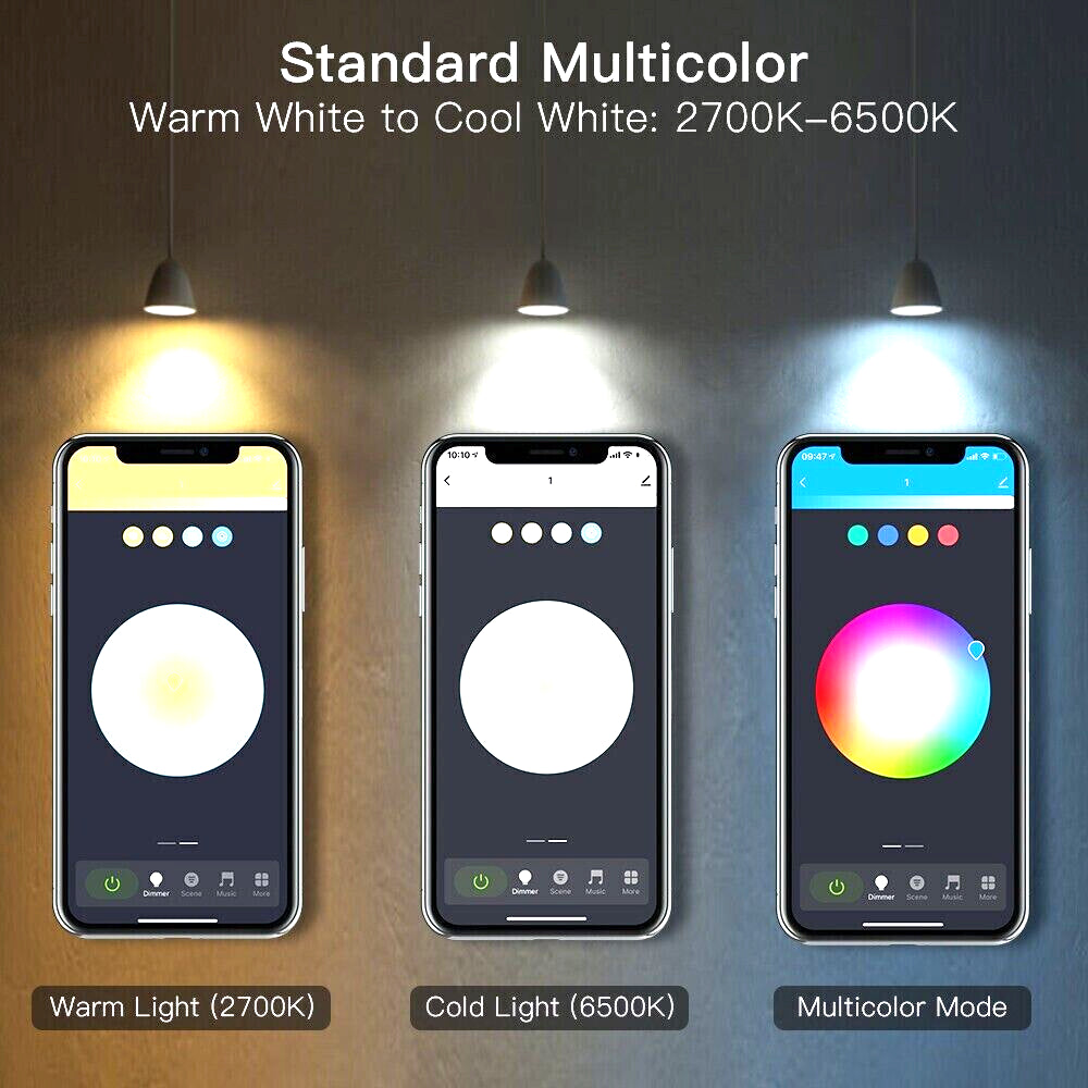 4 X COLOUR CHANGING LED SMART BULBS WIFI APP ALEXA AMAZON GOOGLE DIMMER TIMER