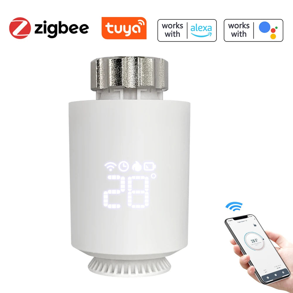 Tuya Smart Zigbee TRV Radiator Actuator Valve Thermostatic Radiator Valve Temperature Controller Support Alexa Google Home