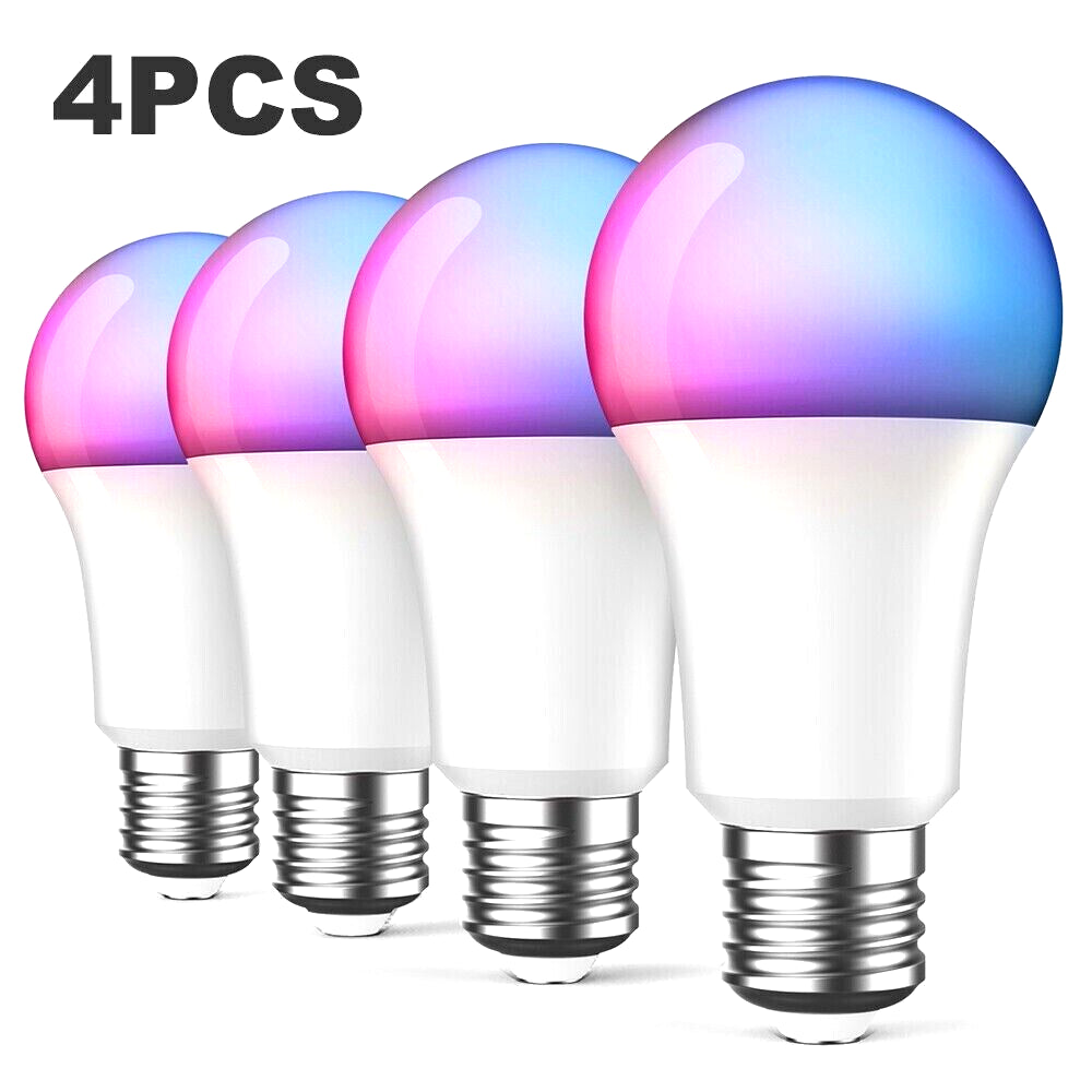 4 X COLOUR CHANGING LED SMART BULBS WIFI APP ALEXA AMAZON GOOGLE DIMMER TIMER