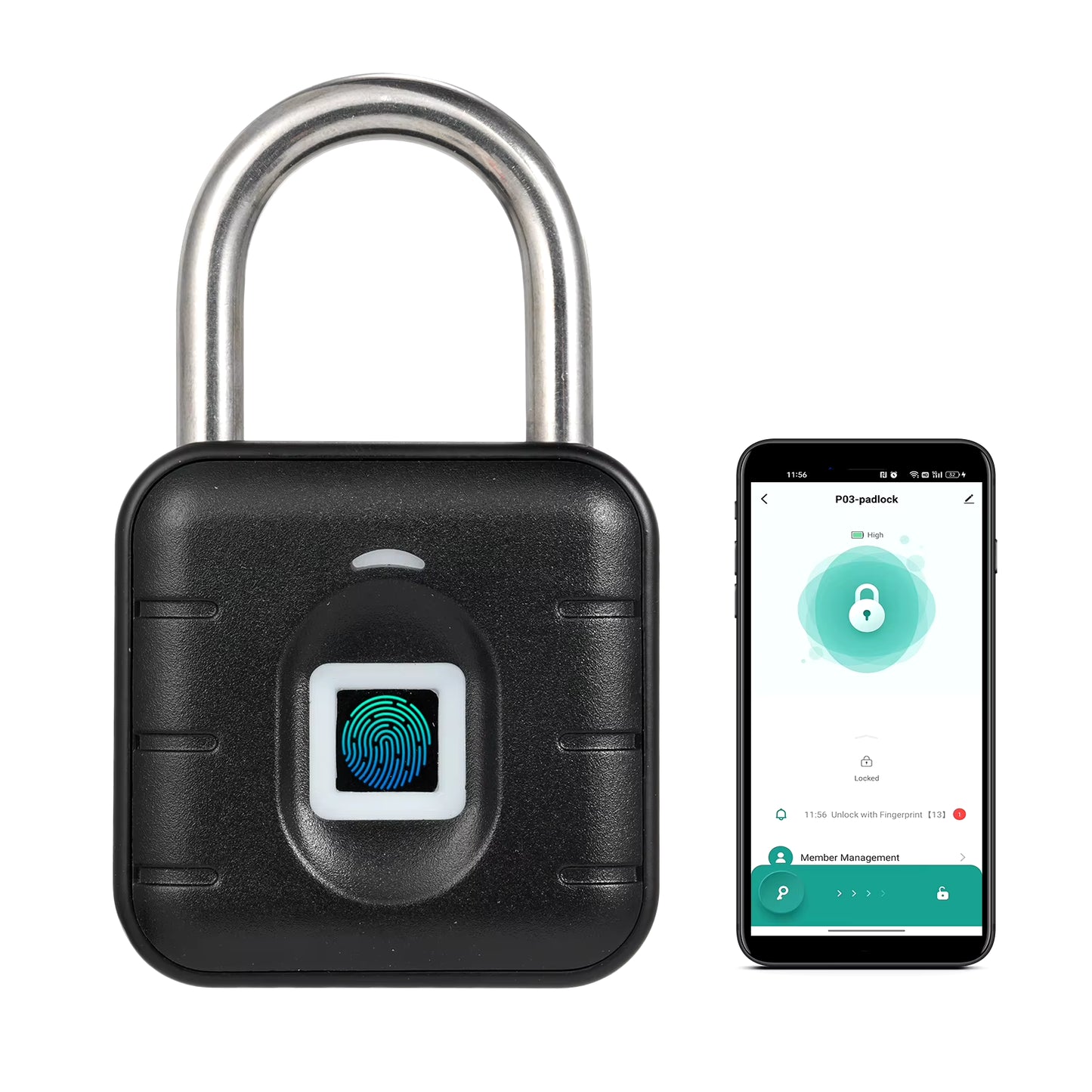 Fingerprint Padlock BT Lock Smart Padlock APP Control anti Theft Keyless Electronic Lock Waterproof for Locker Gym Gate Suitcase