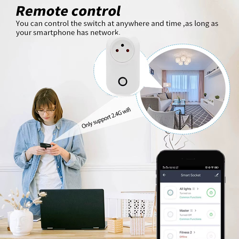 Tuya Wifi Smart Plug 16A Israel Power Plug Socket with Power Monitor Timing Smart Life APP Control Outlet Work with Alexa Google